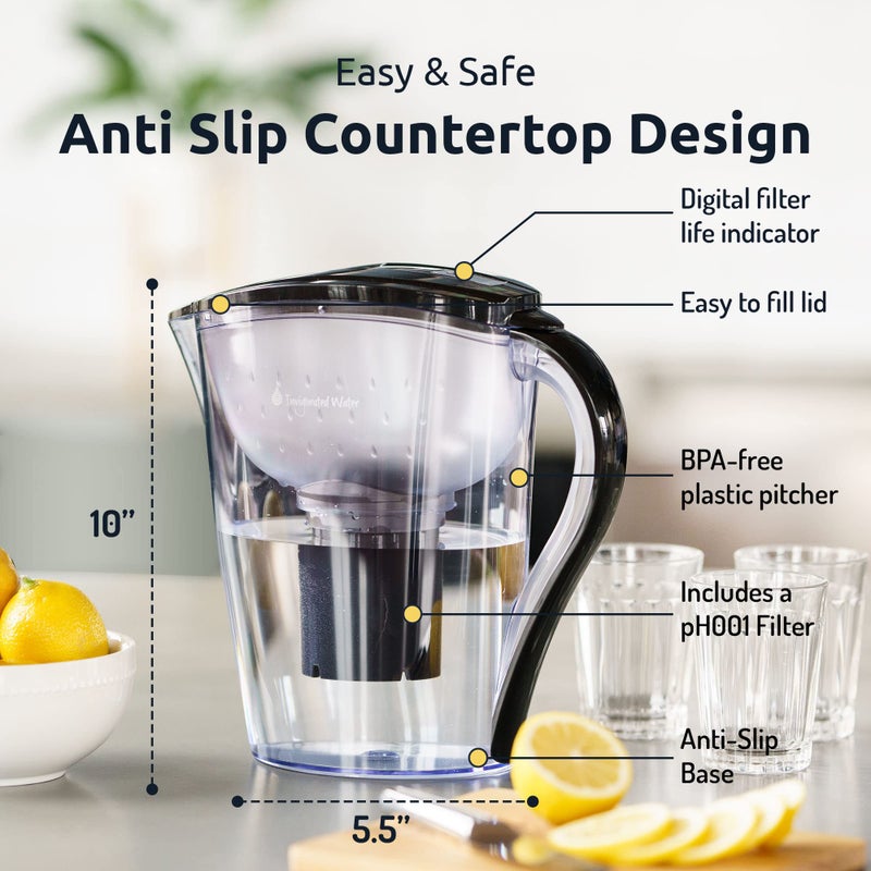 Invigorated Water Alkaline Water Filter Pitcher - Long Lasting Alkaline Water Pitcher Filter with Multi-Stage Filtration System - High pH Alkaline Pitcher Water Jug with Alkaline Filter - 3.5L (White) - Image 3